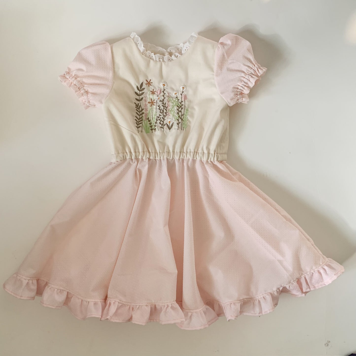 Embroidered Floral Swiss Dot Twirl Dress 4T