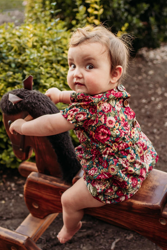 Peter Pan Collar with Puffy Sleeves Romper