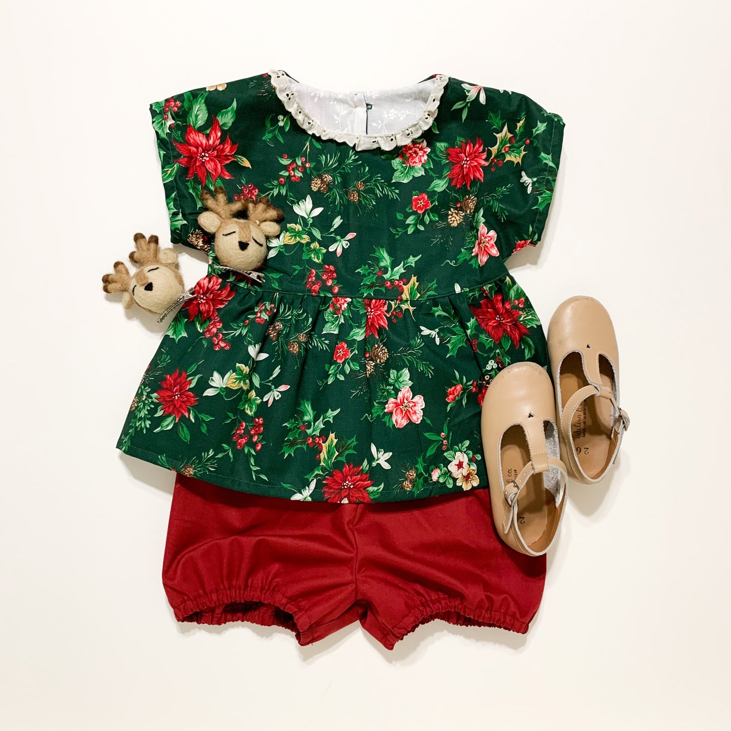 Vintage Christmas Peplum Top 3/4T